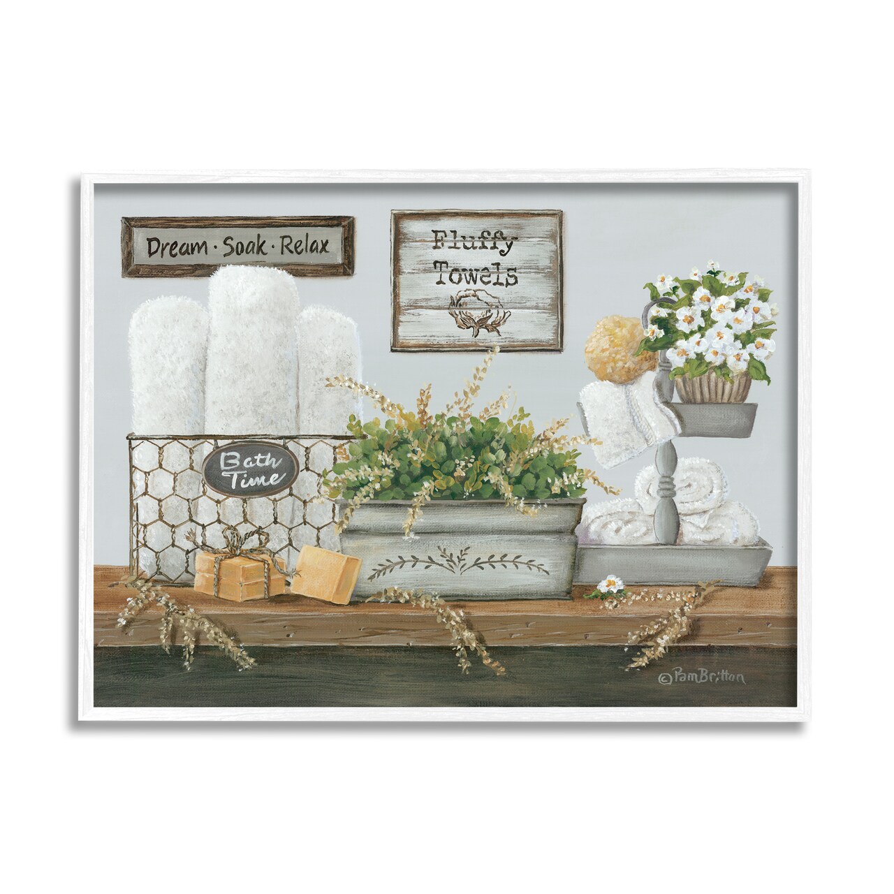 Stupell Industries Country Washroom Counter Framed Giclee Art